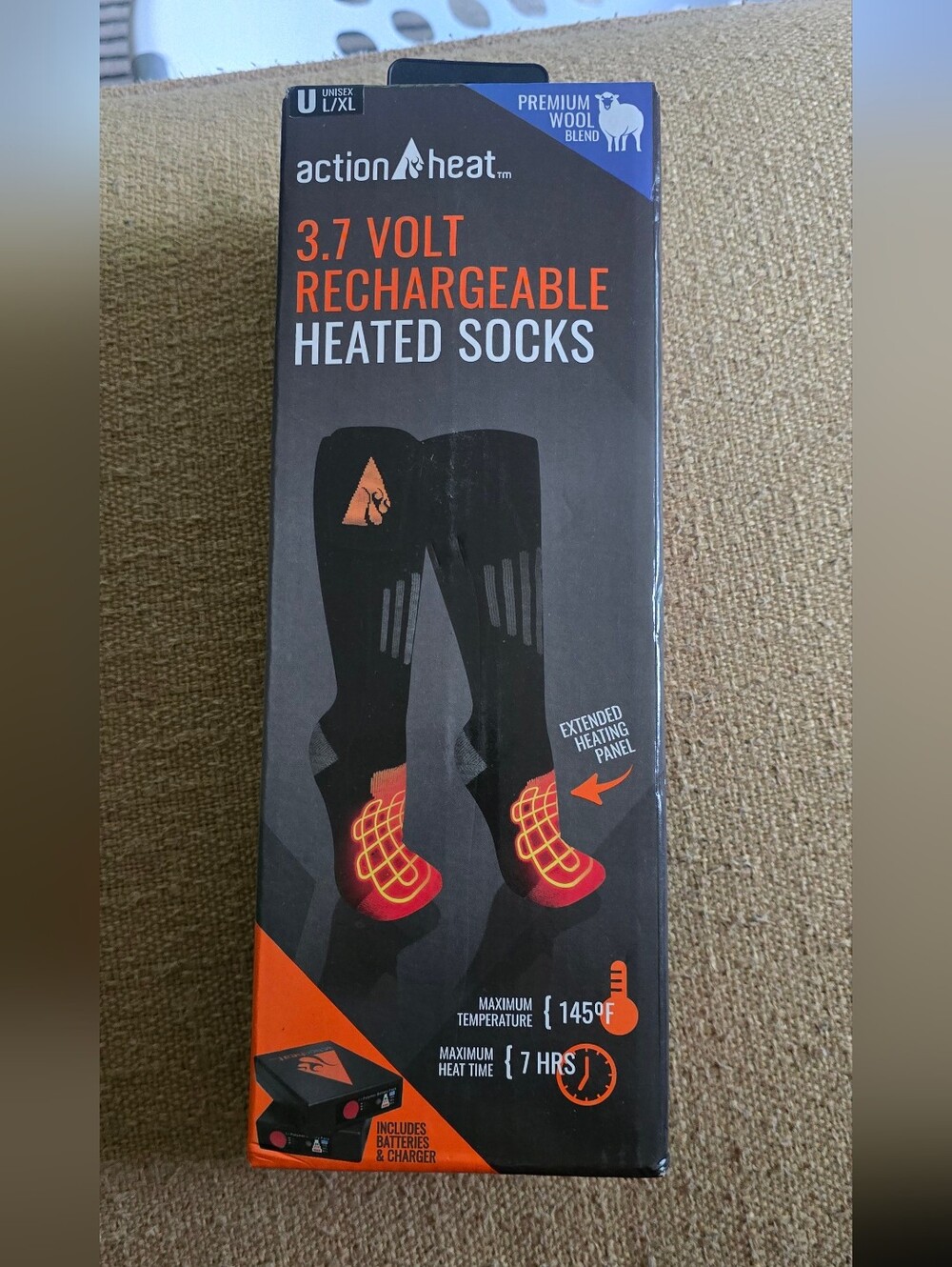 3.7V Rechargeable Heated Socks - Black